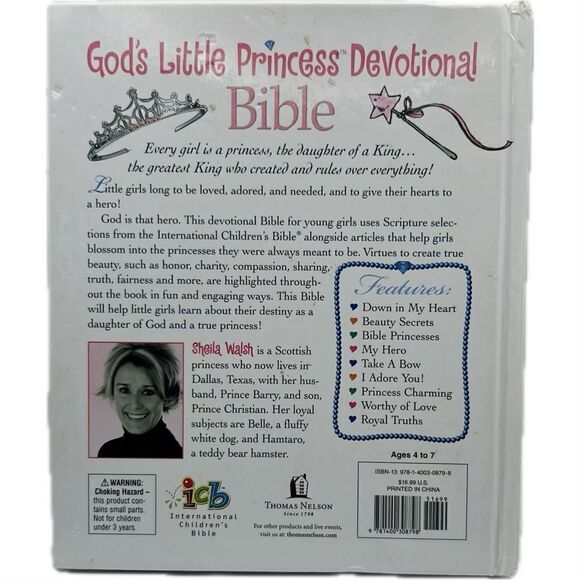 God’s little princess devotional Bible by Sheila Walsh large print - Picture 3 of 3